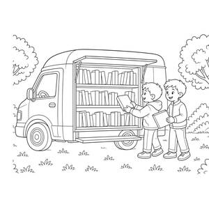 Bookmobile Library Van Coloring Page