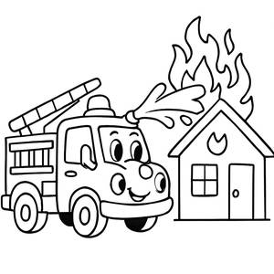 Mutiger Feuerwehrauto Ausmalbild