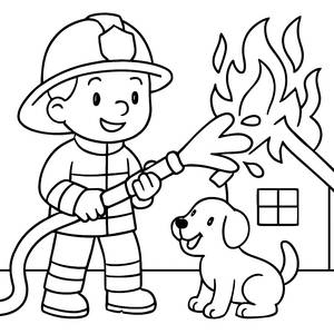 Brave Firefighter Coloring Page