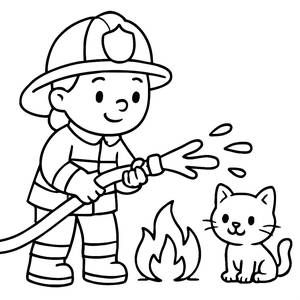 Brave Firefighter Coloring Page