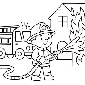 Brave Firefighter Coloring Page