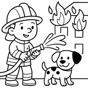 Page à Colorier de Brave Pompier