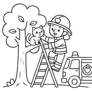 Brave Firefighter Coloring Page