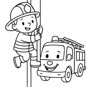 Página para Colorear del Valiente Bombero