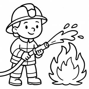 Página para Colorear del Valiente Bombero