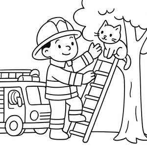Brave Firefighter Coloring Page