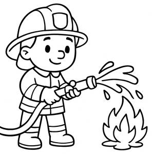 Brave Firefighter Coloring Page