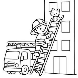 Mutiger Feuerwehrmann Ausmalbild