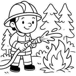 Brave Firefighter Coloring Page