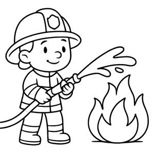 Brave Firefighter Coloring Page