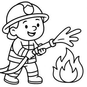 Brave Firefighter Coloring Page