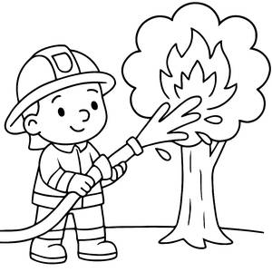 Página para Colorear Valiente Bombero