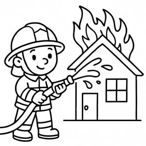Brave Firefighter Coloring Page