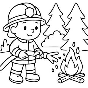 Brave Firefighter Coloring Page