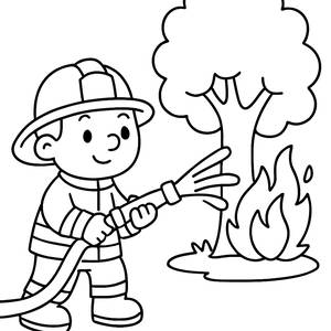 Brave Firefighter Coloring Page