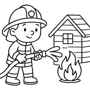Brave Firefighter Coloring Page