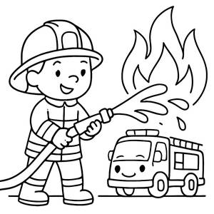 Brave Firefighter Coloring Page
