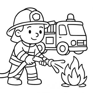 Brave Firefighter Coloring Page