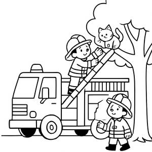 Mutige Feuerwehrmänner Ausmalbild