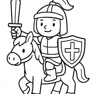 Página para Colorear de un Valiente Caballero