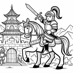 Pagina da Colorare del Coraggioso Cavaliere
