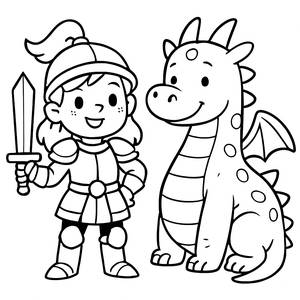 Pagina da Colorare della Coraggiosa Principessa Guerriera