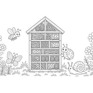 Bug Hotel in the Garden Coloring Page