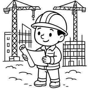 Página para Colorear de Trabajador de Construcción Ocupado
