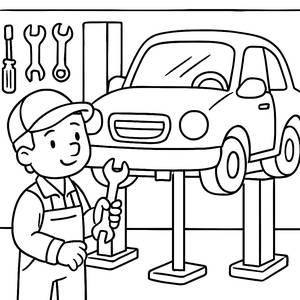 Busy Garage Coloring Page