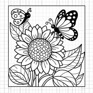 Pagina da Colorare di Farfalla e Coccinella