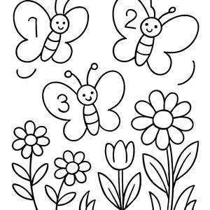 Butterfly Garden Coloring Page - Number Fun!