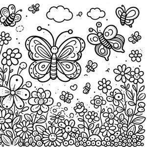 Malvorlage Schmetterlingsgarten