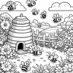 Pagina da Colorare delle Api Ronzanti