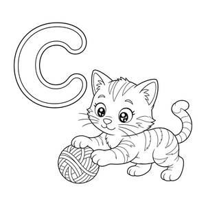 Letter C Coloring Page: C Is for Cat