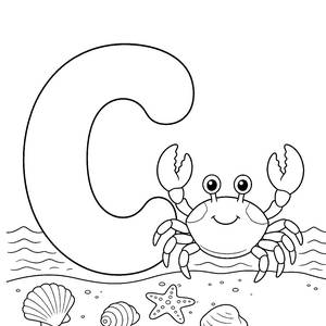 Letter C Coloring Page: C de cangrejo (crab)