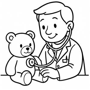 Pagina da Colorare Medico Amichevole
