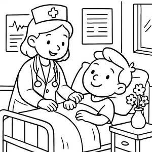 Pflegende Krankenschwester Ausmalbild