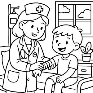 Caring Nurse Coloring Page