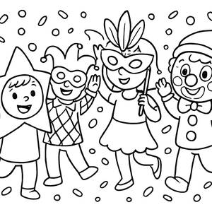 Карнавальное Веселье: Раскрась Свою Страницу Раскраски Костюмированной Вечеринки