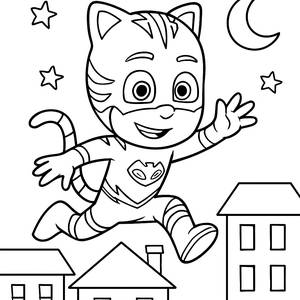 Catboy Rooftop Adventure Coloring Page