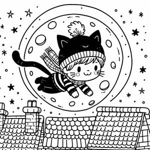 Pagina da Colorare dell'Avventura di Catboy sui Tetti
