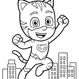 Catboy's Amazing Leap Coloring Page