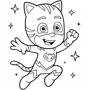 Página para Colorear de la Aventura Nocturna de Catboy