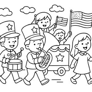 Feiere die Freiheit: Lustige Ausmalseite zum Unabhängigkeitstag-Umzug