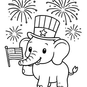 Feiere den Unabhängigkeitstag mit Unserer Süßen Elefanten Malvorlage!