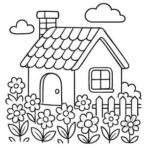 Charming Cottage Coloring Page