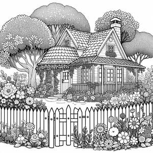 Page à Colorier de Cottage Douillet