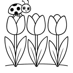Charming Tulips Coloring Page