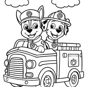 Chase and Marshall Fire Truck Coloring Page