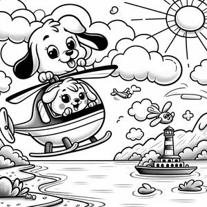 Pagina da Colorare di Chase e Skye in Elicottero